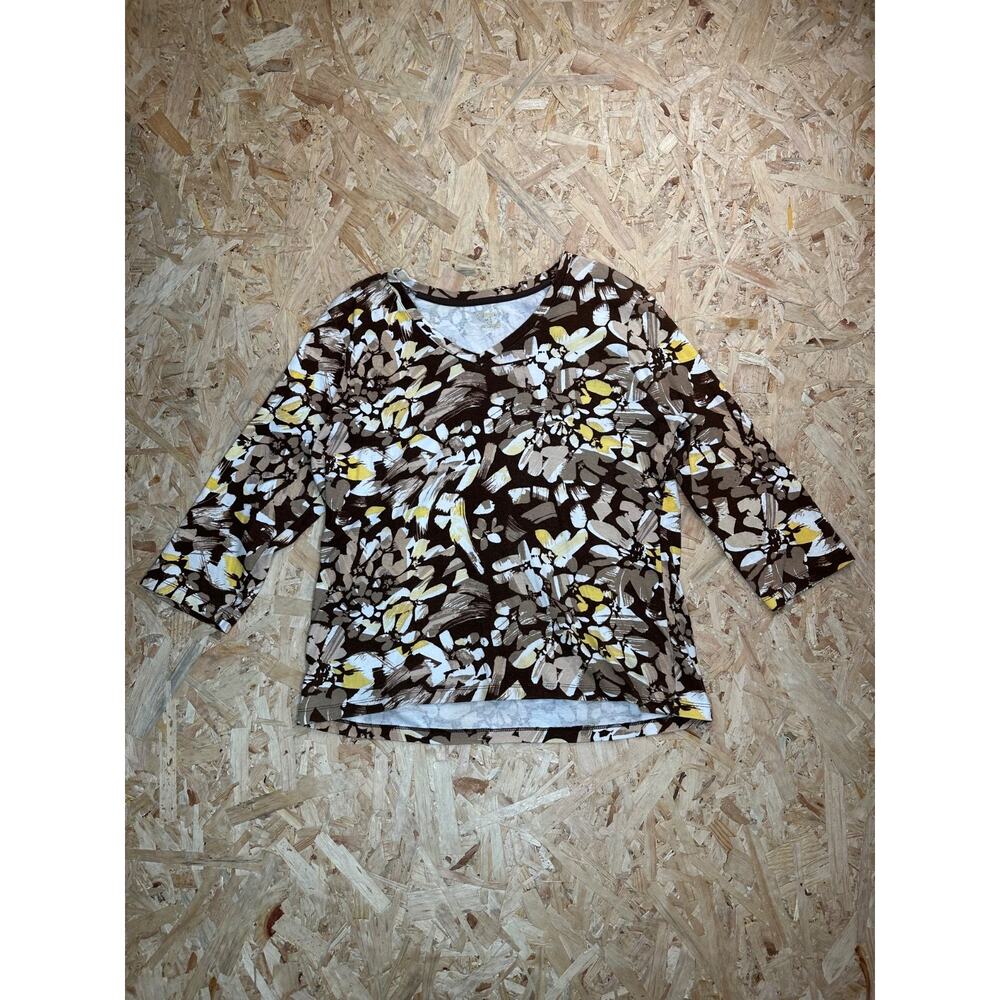 St. John’s Bay Women’s Brown 3/4 Sleeve V-neck Top Sz XXL